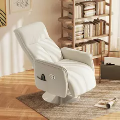 HOMCOM 10-Point Massage Recliner Armchair - Cream - 2
