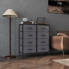 HOMCOM Fabric Chest of Drawers, Industrial Bedroom Dresser with 8 Fabric Drawers, Steel Frame and Wooden Top for Nursery, Living Room, Hallway, Black - 7