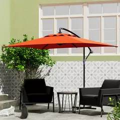 Outsunny 3(m) Cantilever Overhanging Parasol, with Cross Base - Orange - 7