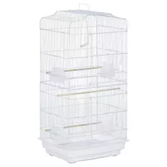 PawHut Large Metal Bird Cage with Perches, Food Bowls, Swing, for Budgies, Parakeets, White - 1