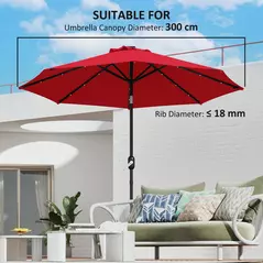 Outsunny 3 m Replacement Parasol Canopy with Top Vent, UPF 50+ Garden Parasol Replacement Canopy, 8 Rib Parasol Cover Replacement Fits Various Frames, Red - 5