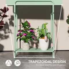 Outsunny 2 Tier Plant Stand, Metal Plant Rack Shelf with Drain Holes, Floor-standing Flower Pot Stand for Indoor Outdoor Garden Patio Balcony Living Room, Green - 7