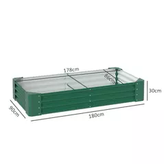 Outsunny 180 x 90cm Galvanised Steel Open Planter - Green - 3