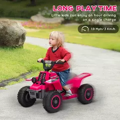 AIYAPLAY 6V Electric Quad Bike for Kids, Ride On ATV w/ Forward/Reverse, Headlights, for Ages 18-36 Months, Pink - 5