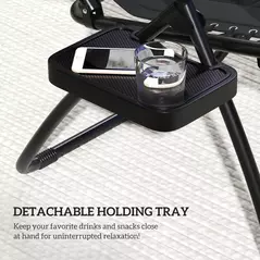 Outsunny Zero Gravity Lounger Chair Set of 2, Folding Reclining Patio Chair with Shade Cover, Padded Seat, Cup Holder, Soft Cushion and Headrest for Poolside, Camping, Black - 8