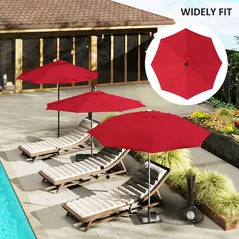 Outsunny 3 m Replacement Parasol Canopy with Top Vent, UPF 50+ Garden Parasol Replacement Canopy, 8 Rib Parasol Cover Replacement Fits Various Frames, Red - 4