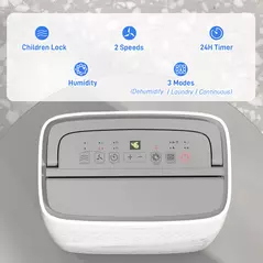 HOMCOM 16L Multi-Mode Dehumidifier, with Wheels - White - 7