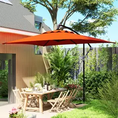 Outsunny 3(m) Cantilever Overhanging Parasol, with Cross Base - Orange - 8