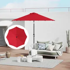 Outsunny 3 m Replacement Parasol Canopy with Top Vent, UPF 50+ Garden Parasol Replacement Canopy, 8 Rib Parasol Cover Replacement Fits Various Frames, Red - 8
