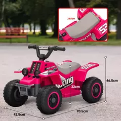 AIYAPLAY 6V Electric Quad Bike for Kids, Ride On ATV w/ Forward/Reverse, Headlights, for Ages 18-36 Months, Pink - 3