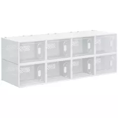 HOMCOM 8PCS Clear Shoe Box, Plastic Stackable Shoe Storage Box for UK/EU Size up to 12/46 with Magnetic Door for Women/Men, 28 x 36 x 21 cm - 1