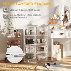 HOMCOM 8PCS Clear Shoe Box, Plastic Stackable Shoe Storage Box for UK/EU Size up to 12/46 with Magnetic Door for Women/Men, 28 x 36 x 21 cm - 4