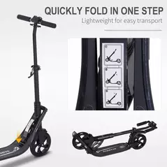 HOMCOM Folding Kick Scooter Hight-Adjustable Urban Scooter w/ Rear Brake, Double Shock Absorption System & 2 Big Wheels, For 14+ Teens Adult, Black - 6
