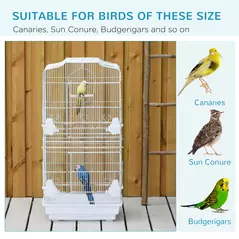 PawHut Large Metal Bird Cage with Perches, Food Bowls, Swing, for Budgies, Parakeets, White - 7