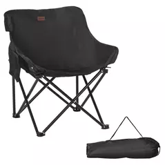 Outsunny Camping Chair, Lightweight Folding Chair with Carrying Bag and Storage Pocket, Perfect for Festivals, Fishing, Beach and Hiking, Black - 1