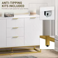 HOMCOM Sideboard with 3 Drawers and Adjustable Shelves for Living Room - White - 7