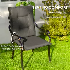 Outsunny Set of Four Padded Garden Seat Cushions - Light Grey - 4