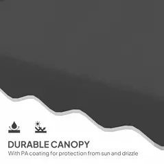 Outsunny 2.5m Cantilever Parasol with Easy Lever, Square Double Top Garden Parasol Umbrella with Ruffles and Cross Base, Overhanging Outdoor Sun Shades, Black - 5