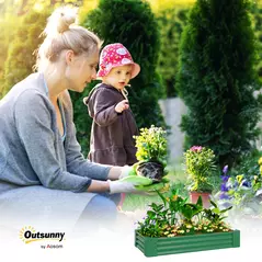 Outsunny 180 x 90cm Galvanised Steel Open Planter - Green - 9
