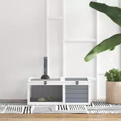 PawHut Wooden Tortoise Enclosure, Tortoise House w/ Lamp Holder, for Outdoor, Indoor, Light Grey - 8