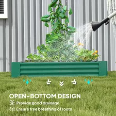 Outsunny 180 x 90cm Galvanised Steel Open Planter - Green - 6