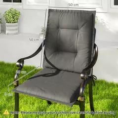 Outsunny Set of Four Padded Garden Seat Cushions - Light Grey - 3