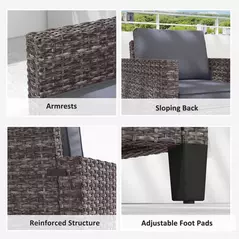 Outsunny Single Rattan Armchair, with Cushions - Mixed Grey - 6