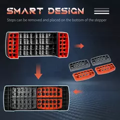 HOMCOM Aerobic Step, 10cm, 15cm & 20cm Height Adjustable Exercise Stepper for Exercise Workout, Nonslip Step Board Great for Home & Office, Grey and Red - 4