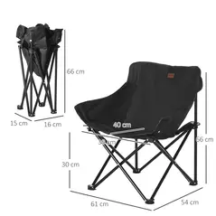Outsunny Camping Chair, Lightweight Folding Chair with Carrying Bag and Storage Pocket, Perfect for Festivals, Fishing, Beach and Hiking, Black - 3