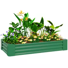 Outsunny 180 x 90cm Galvanised Steel Open Planter - Green - 1