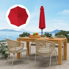 Outsunny 3 m Replacement Parasol Canopy with Top Vent, UPF 50+ Garden Parasol Replacement Canopy, 8 Rib Parasol Cover Replacement Fits Various Frames, Red - 9