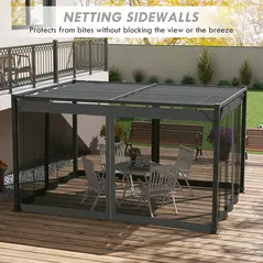 Outsunny 3 x 4m Aluminium Frame Pergola, with Retractable Roof - Dark Grey - 5