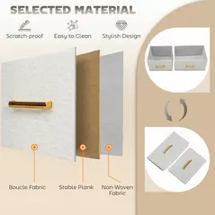 HOMCOM Boucle Chest of Drawers, 8 Fabric Drawers Storage Organiser with Charging Station, 2 USB and 2 AC Ports, Steel Frame, Fabric Dresser for Living Room, Bedroom, Hallway, Cream White - 7