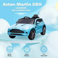 AIYAPLAY Aston Martin DBX Licensed Battery Powered Kids Electric Car, 12V Kids Ride on Car w/ Lights, Music Horn, Blue - 4