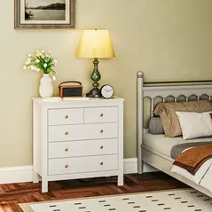 HOMCOM Elegant Chest of Five Drawers - White - 2