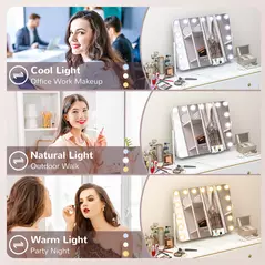 HOMCOM 14 LED bulb Tabletop Makeup Mirror, with Adjustable Settings - 4