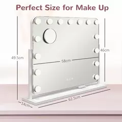 HOMCOM 14 LED bulb Tabletop Makeup Mirror, with Adjustable Settings - 3