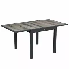Outsunny Extending Garden Table, Outdoor Dining Table for 6, Aluminium Frame Rectangular Patio Table with Plastic Board Tabletop,80/160L x 80W x 75H cm, Grey - 1