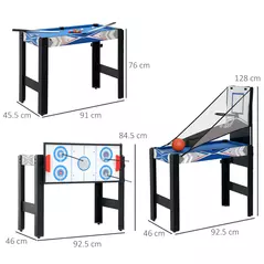 SPORTNOW 5-in-1 Multi Games Table, with Pool, Table Tennis, Basketball, Hockey, Archery, Blue - 3