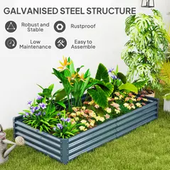 Outsunny 180 x 90cm Galvanised Steel Open Planter - Silver - 5