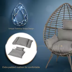Outsunny Teardop PE Wicker Rattan Chair w/ Thick Cushions 4 Legs Outdoor Seat Egg Garden - 5