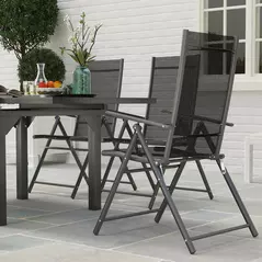 Outsunny 7 Piece Outdoor Dining Set with Extendable Table and 6 Folding Chairs for Patio, Balcony, Deck, Grey - 8