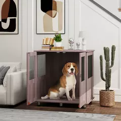 PawHut Dog Crate Table for Medium and Large Dogs with Magnetic Door for Indoor Use, 85 x 55 x 75 cm, Purple - 2
