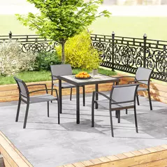 Outsunny Five-Piece Outdoor Garden Dining Set - Grey - 8