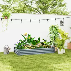 Outsunny 180 x 90cm Galvanised Steel Open Planter - Silver - 2