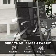 Outsunny 7 Piece Outdoor Dining Set with Extendable Table and 6 Folding Chairs for Patio, Balcony, Deck, Grey - 6