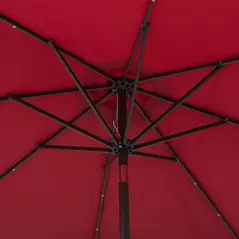 Outsunny 2.7m Patio Garden Umbrella Outdoor Parasol with Tilt Crank and 24 LEDs Lights (Red) - 9