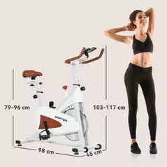 SPORTNOW Quiet Stationary Exercise Bike with Adjustable Resistance, Seat, White - 3