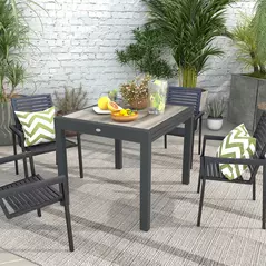 Outsunny Extending Garden Table, Outdoor Dining Table for 6, Aluminium Frame Rectangular Patio Table with Plastic Board Tabletop,80/160L x 80W x 75H cm, Grey - 7