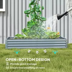 Outsunny 180 x 90cm Galvanised Steel Open Planter - Silver - 6